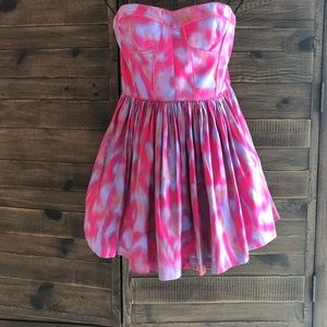 Rebecca Taylor Aurora Print Strapless Dress